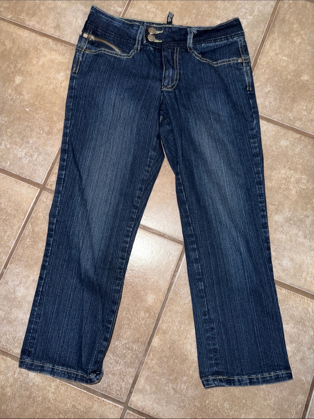 Costa Blanca Dark Blue Straight Leg Jeans capris